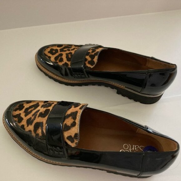 Franco Sarto NWOT Patent Leather Cow Hair Loafers - Picture 3 of 5